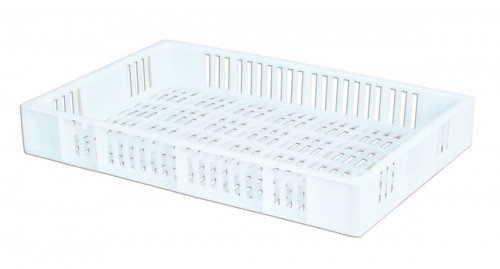 Caisse ajourée Sans couvercle blanc plastique 60x40x9 cm 15 L fond ajouré parois ajourées Gilac