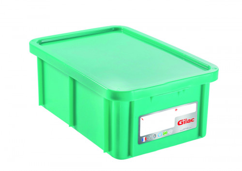 Bac gerbable Avec couvercle vert plastique 60x40x23 cm 35 L fond plein parois pleines Gilac