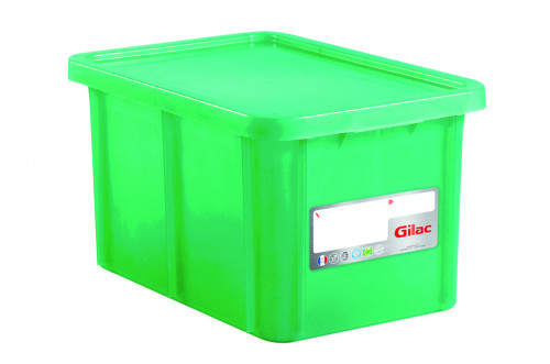 Bac gerbable Avec couvercle vert plastique 60x40x33 cm 55 L fond plein parois pleines Gilac