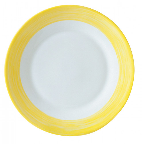 Assiette plate rond jaune verre opal Ø 15,5 cm Brush Arcoroc
