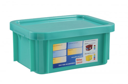 Bac gerbable Avec couvercle vert plastique 40x30x23,5 cm 15 L fond plein parois pleines Gilac