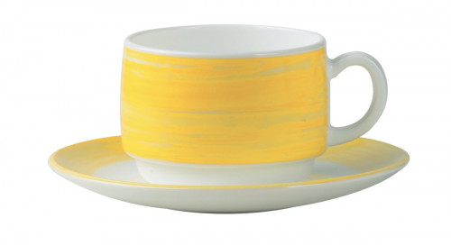 Tasse à thé rond jaune verre opal 19 cl Ø 7,8 cm Brush Arcoroc