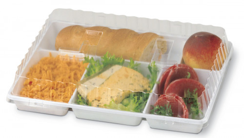 Couvercle plateau repas rectangulaire transparent plastique 29,7x23,1x5 cm Alphaform (50 pièces)