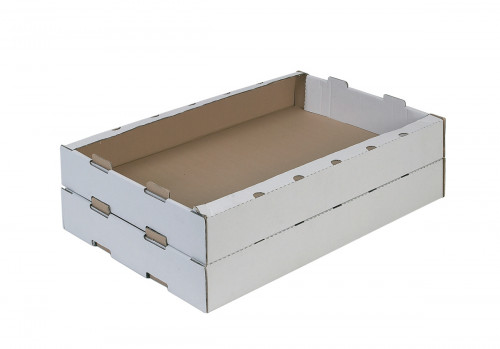 Boîte carton empilable rectangulaire blanc 64x42x10 cm (25 pièces)