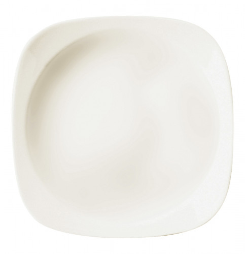 Assiette creuse carré ivoire porcelaine vitrifiée 21x21 cm Ska Rak