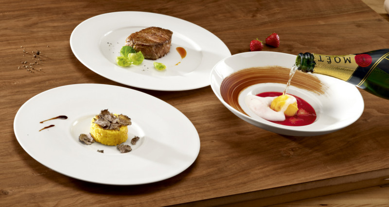 Assiette plate gourmet rond ivoire porcelaine vitrifiée Fine Dine Rak