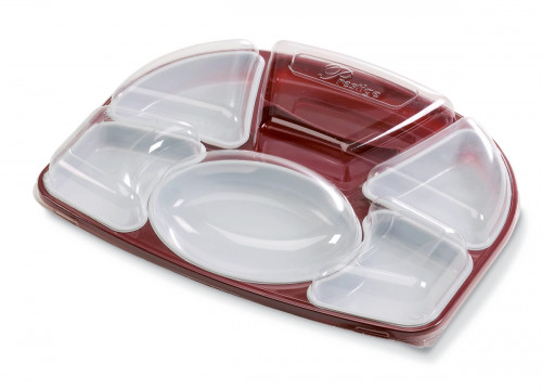 Kit plateau repas rectangulaire rouge plastique 42x32,6x6 cm Alphaform