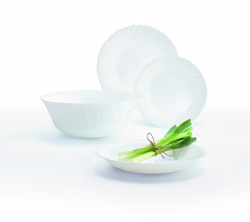 Assiette creuse rond blanc verre opal Ø 21 cm Feston Luminarc