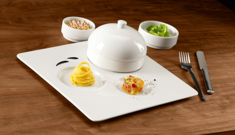Assiette plate carré ivoire porcelaine vitrifiée 29,5x29,5 cm Allspice Rak