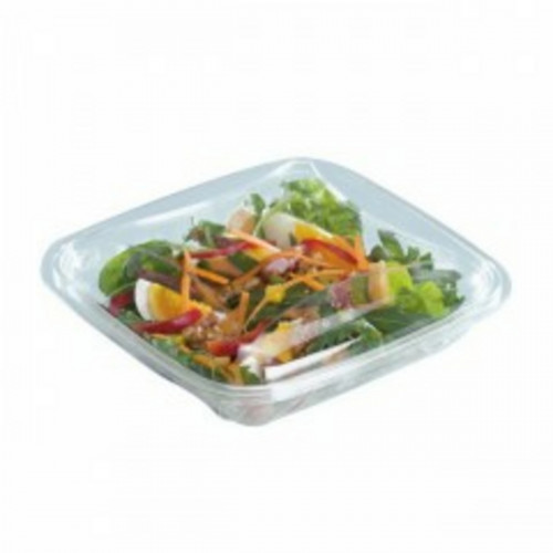 Barquette avec couvercle carré transparent 16x16x5,5 cm 50 cl Crudipack Alphaform (80 pièces)