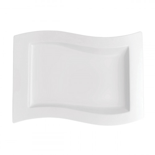 Assiette gourmet rectangulaire ivoire porcelaine vitrifiée 33x24 cm New Wave Villeroy & Boch