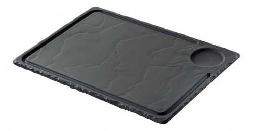 Assiette à steak rectangulaire noir porcelaine culinaire 33x24 cm Basalt Revol