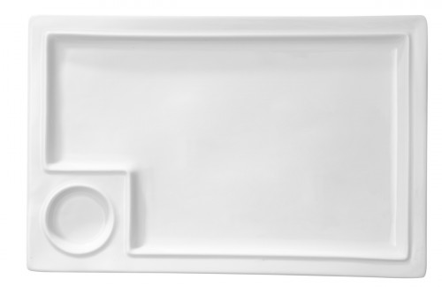 Assiette à compartiments rectangulaire blanc porcelaine 35,5x23 cm Pro.mundi