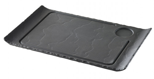 Assiette à steak rectangulaire noir porcelaine culinaire 39,5x24 cm Basalt Revol