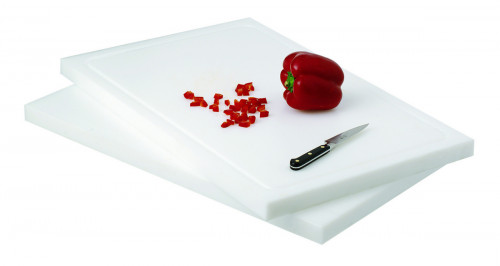 Planche à découper polyéthylène haute densité (pehd) blanc 53x32,5 cm GN 1/1 Avec rigole Non réversible Pro.cooker