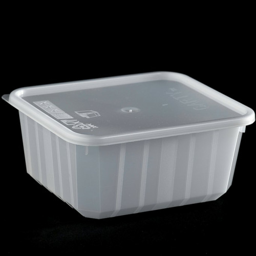 Barquette avec couvercle rectangulaire blanc 12,1x10,6x5,4 cm 45 cl Carty (200 pièces)