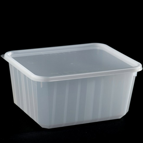 Barquette avec couvercle rectangulaire blanc 14,2x11,8x6,8 cm 75 cl Carty (200 pièces)