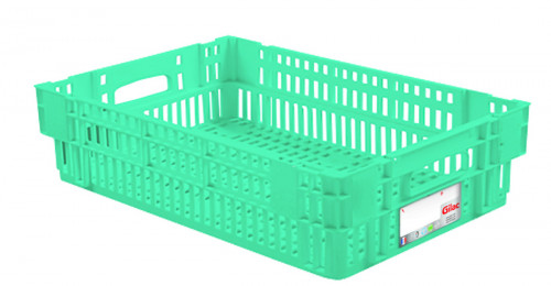 Caisse ajourée Sans couvercle vert plastique 60x40x14,6 cm 27 L fond ajouré parois ajourées Gilac
