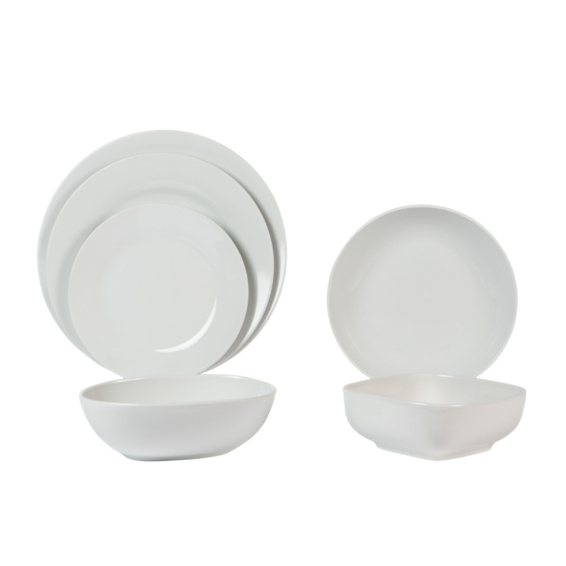 Assiette plate rond blanc porcelaine Ø 24 cm Bazik Essentials Collection