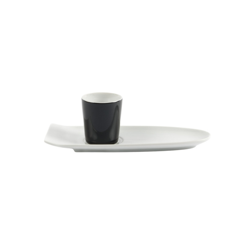 Gobelet rond noir grès émaillé 10 cl Ø 6 cm Prismo Pro.mundi
