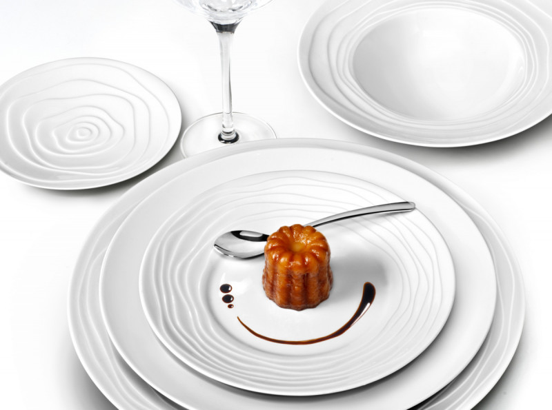 Assiette plate rond blanc porcelaine Ø 21,5 cm Onde Medard De Noblat