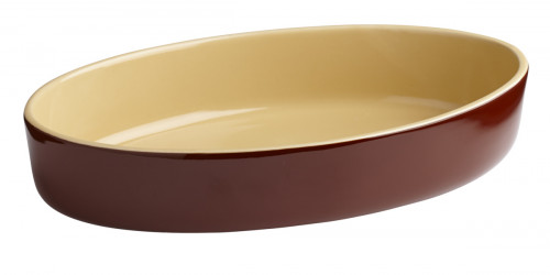 Plat sabot ovale brun grès émaillé 16,6x10 cm Pro.mundi