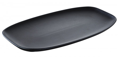 Assiette plate rectangulaire noir porcelaine culinaire 36x21 cm Club Revol