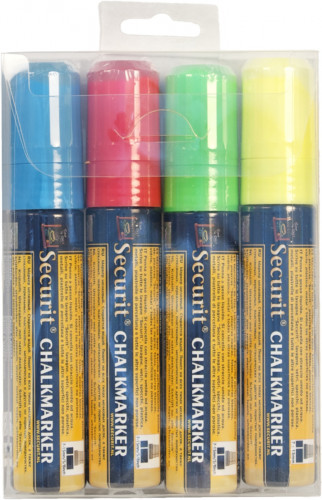 Feutres craie couleur pointe large bleu Securit (4 pièces)