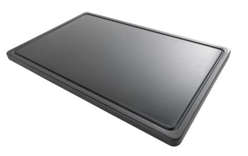 Planche à découper polyéthylène haute densité (pehd) noir 53x32,5 cm GN 1/1 Avec rigole Non réversible Pro.cooker
