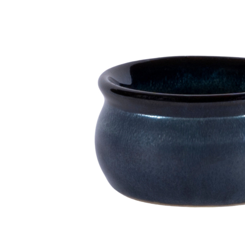 Beurrier rond bleu grès émaillé Ø 7 cm Gres Couleur Pro.mundi