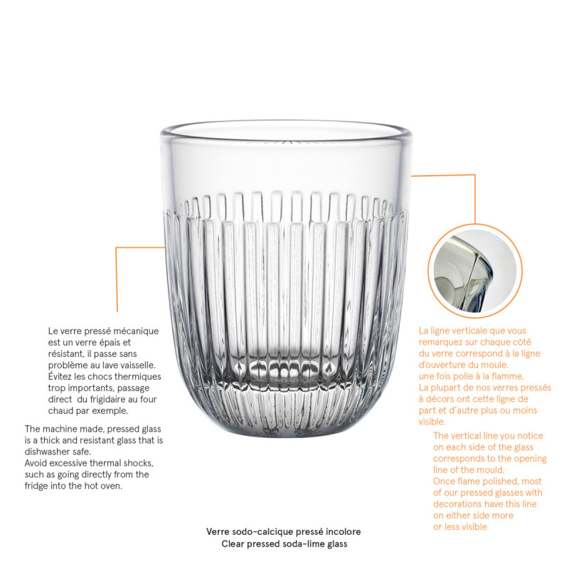 Gobelet forme basse verre pressé 26 cl Ouessant La Rochere