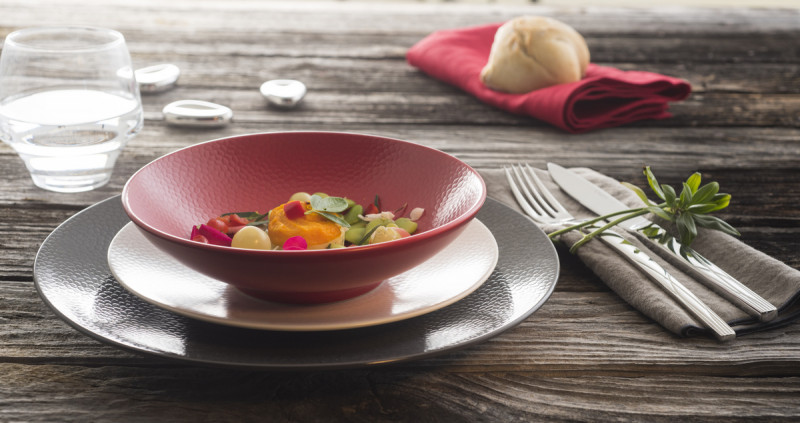 Assiette coupe plate rond ivoire grès émaillé Ø 27,5 cm Stone Medard De Noblat