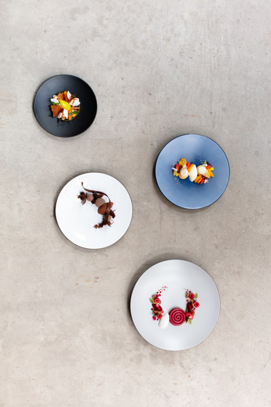 Assiette coupe plate rond bleu porcelaine culinaire Ø 16 cm Equinoxe Revol