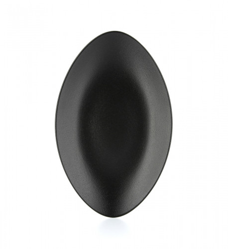 Assiette plate ovale noir porcelaine culinaire 35x22 cm Equinoxe Revol