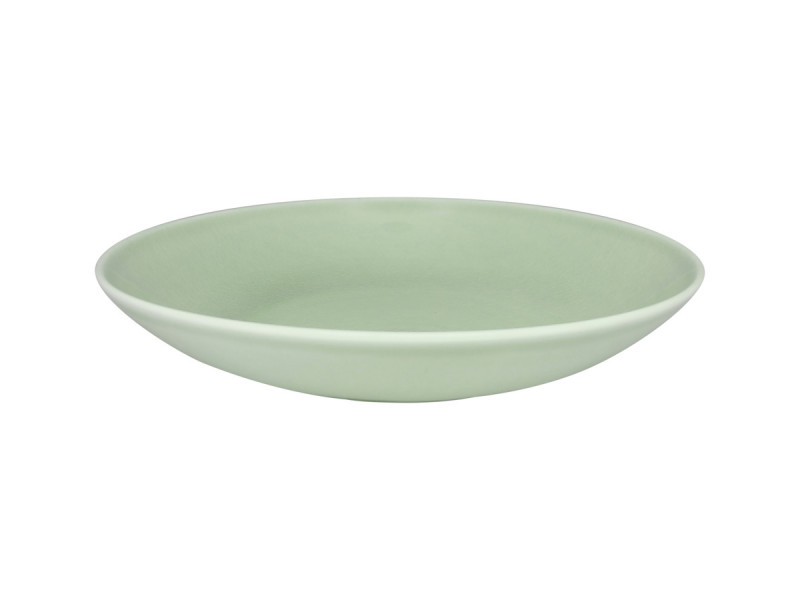 Assiette coupe creuse rond vert porcelaine vitrifiée Ø 25,9 cm Vintage Rak