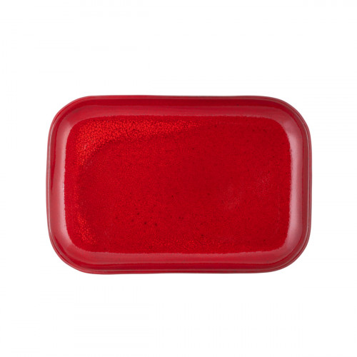 Assiette à steak rectangulaire rouge grès émaillé 34,5x23,5 cm Gres Couleur Pro.mundi