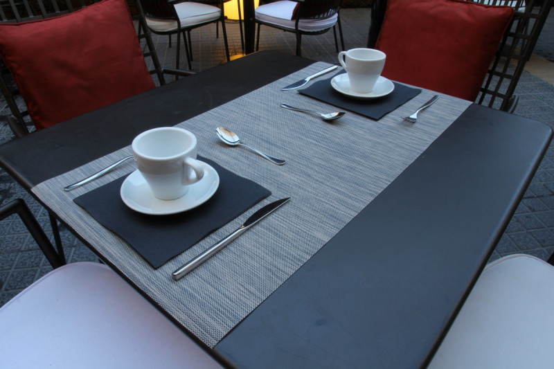 Tête à tête gris plastique 45x80 cm Santorini Pio Tavola