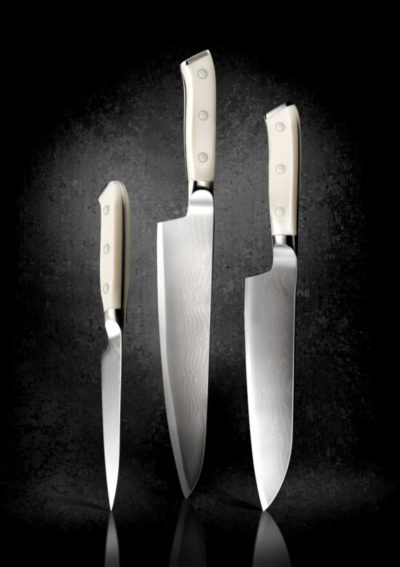 Couteau à découper 23 cm acier ABS unie Damas 67 Deglon