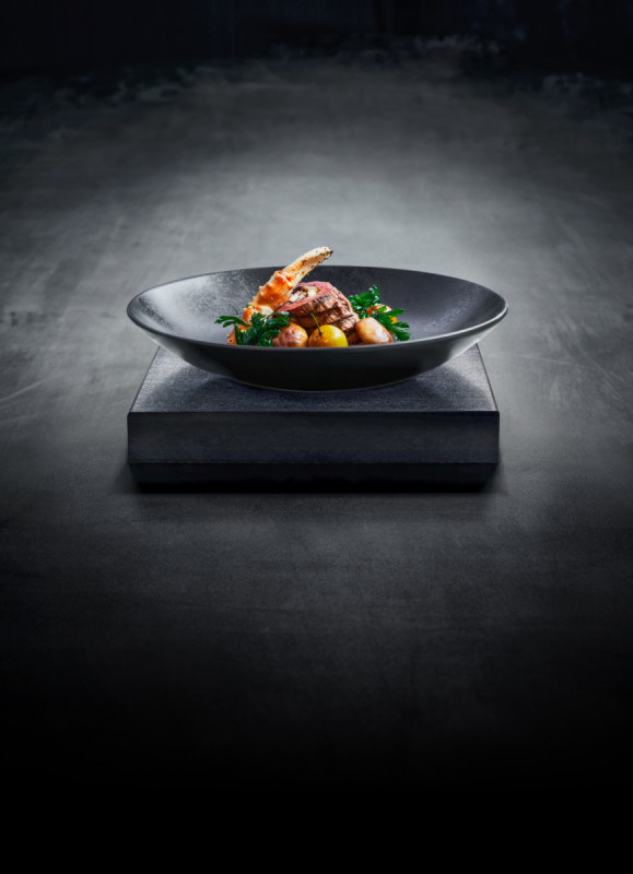 Assiette coupe creuse rond noir porcelaine vitrifiée Ø 27,8 cm Karbon Rak