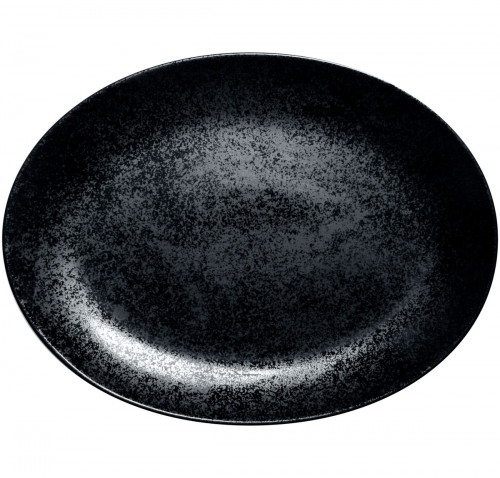Plat ovale noir porcelaine vitrifiée 36 cm Karbon Rak