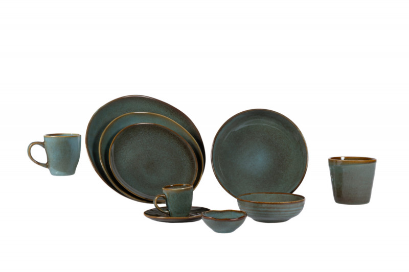 Assiette plate rond vert grès émaillé Ø 20 cm Sky Pro.mundi