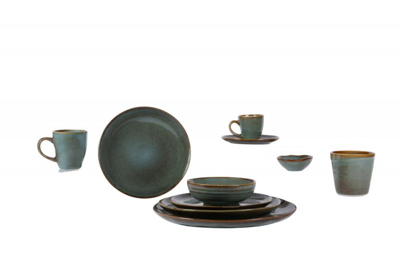 Assiette plate rond vert grès émaillé Ø 20 cm Sky Pro.mundi
