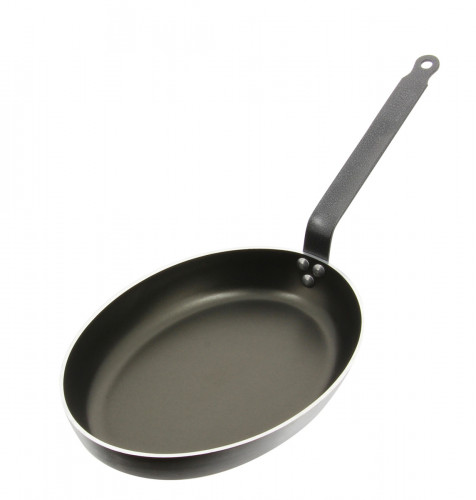 Poêle ovale aluminium Revêtement anti-adhésif 36x26 cm Choc Resto Induction De Buyer