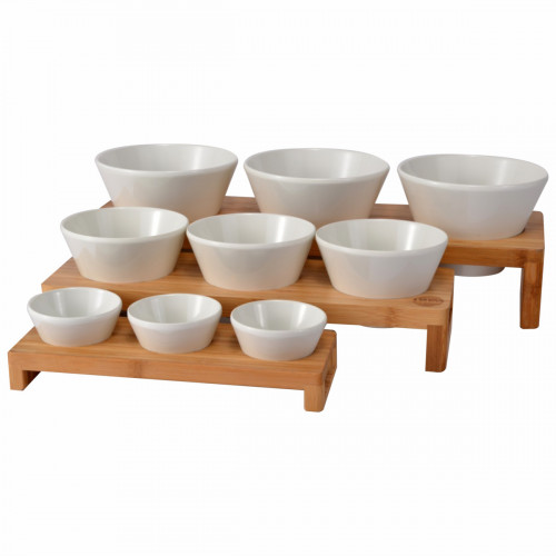 Présentoir buffet 3 bols rectangulaire bambou 29 cm Vollrath