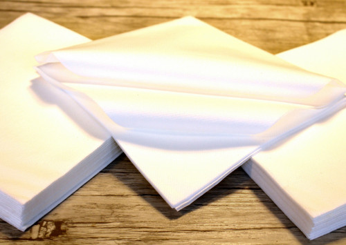 Serviette rond blanc non tissé 39x40 cm Basik Soft Essentials Collection (50 pièces)