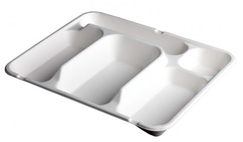 Plateau repas rectangulaire blanc bagasse 30x24,5x4 cm Be Pulp (50 pièces)