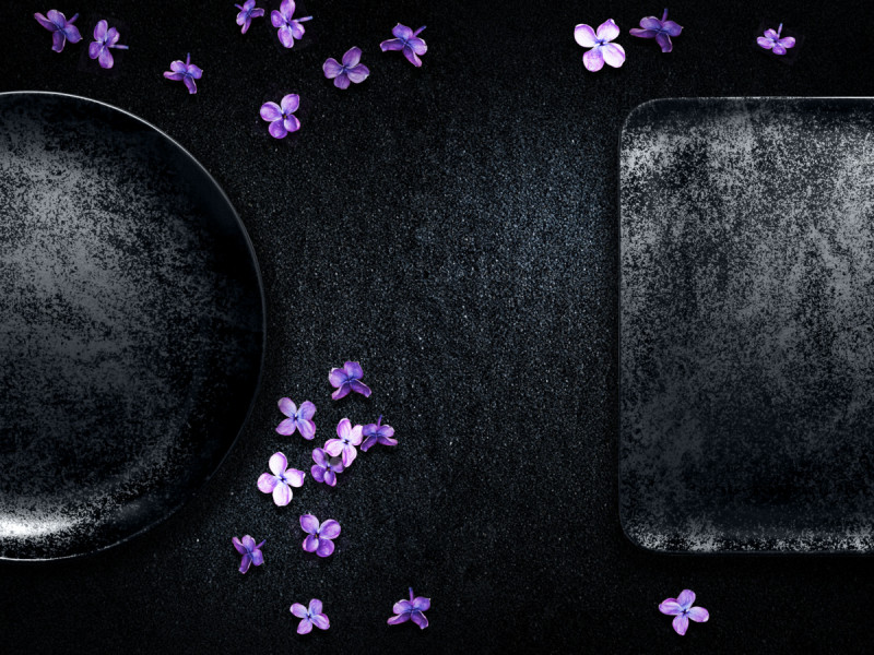 Assiette coupe plate carré noir porcelaine vitrifiée 11x11 cm Karbon Rak