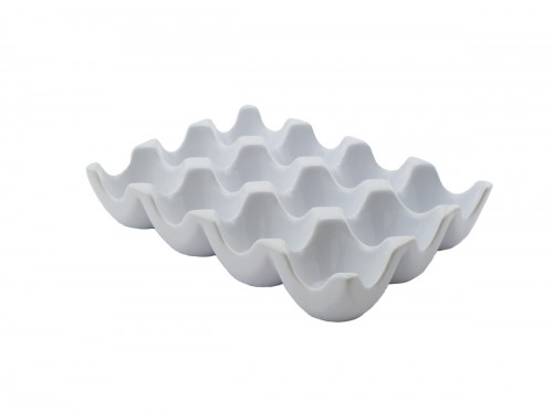 Support alvéolé pour oeuf rectangulaire blanc porcelaine 19 cm Pro.mundi