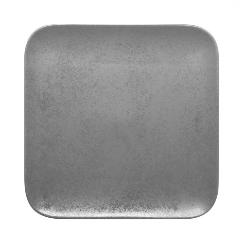 Assiette plate carré gris porcelaine vitrifiée 22x22 cm Shale Rak