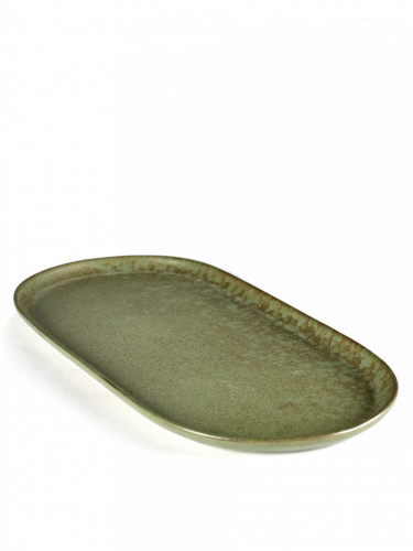 Assiette plate ovale camogreen grès émaillé 35,5x17 cm Surface Serax